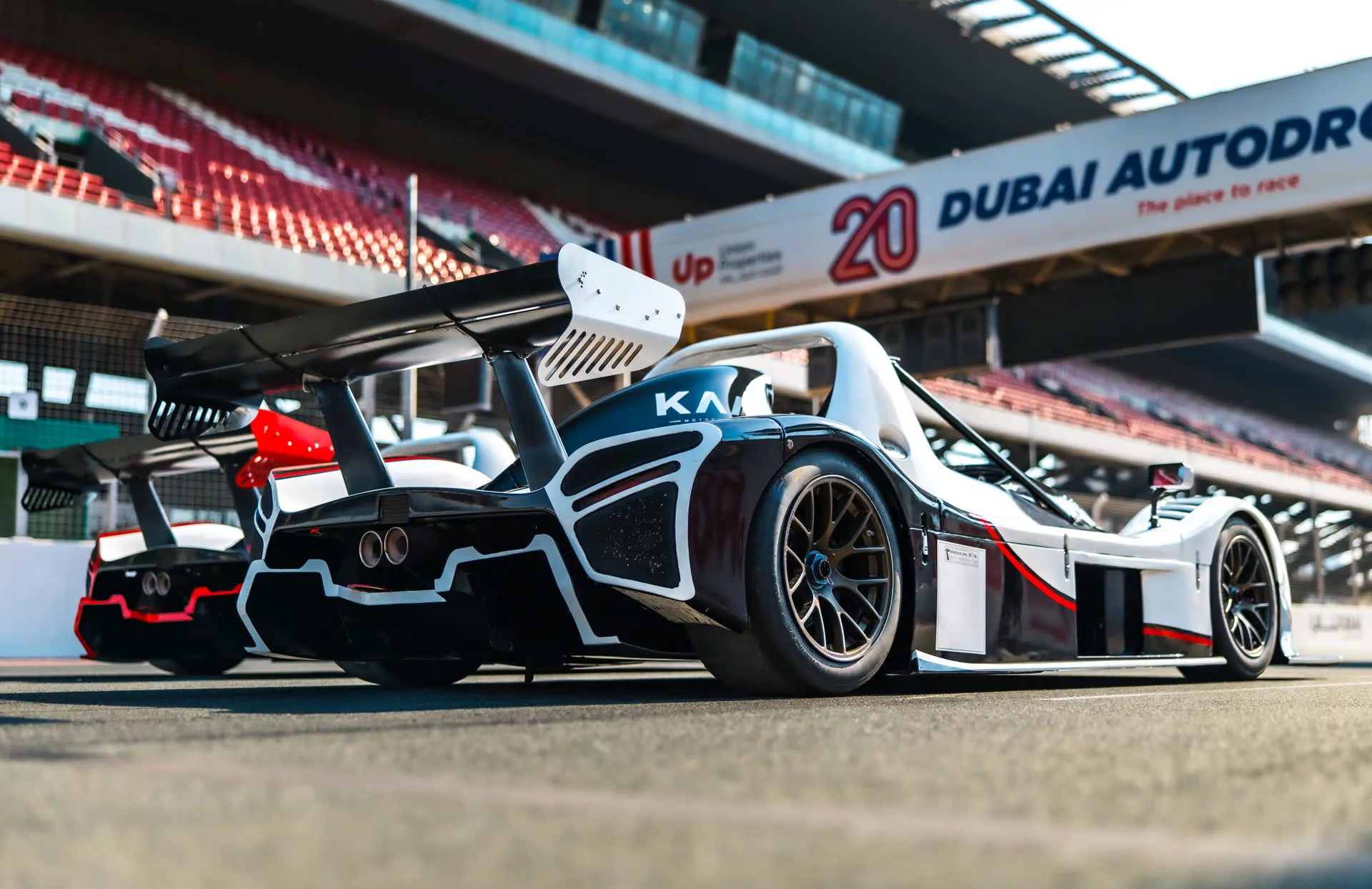 Racing car at night